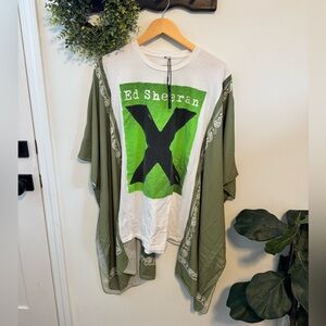 Reworked Ed Sheeran Concert Tee with Kimono Batwing Sleeves